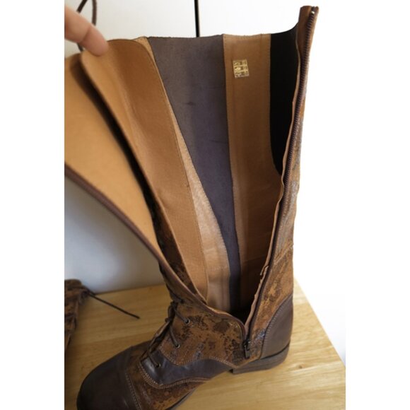 Portofino Adeline brown tall boots in brown and tan painted leather - Picture 10 of 10